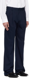 Balmain Navy Cotton Twill Darted Trousers