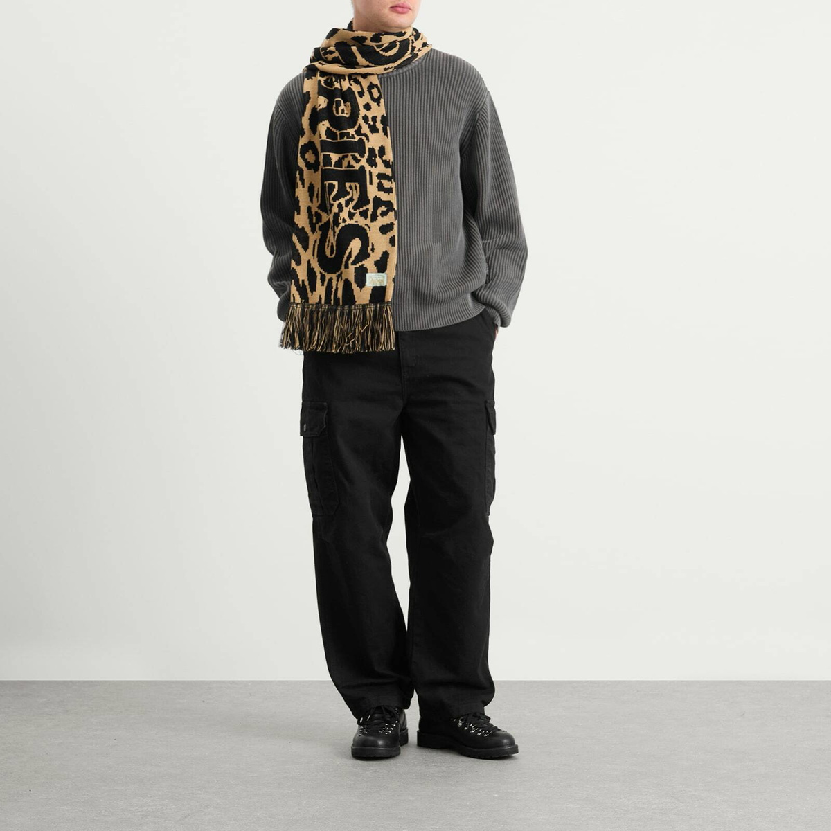 Aries Men's J'Adoro Leopard Scarf in Beige 