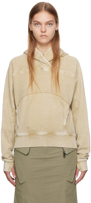 Photo: Hyein Seo Beige Button Hoodie