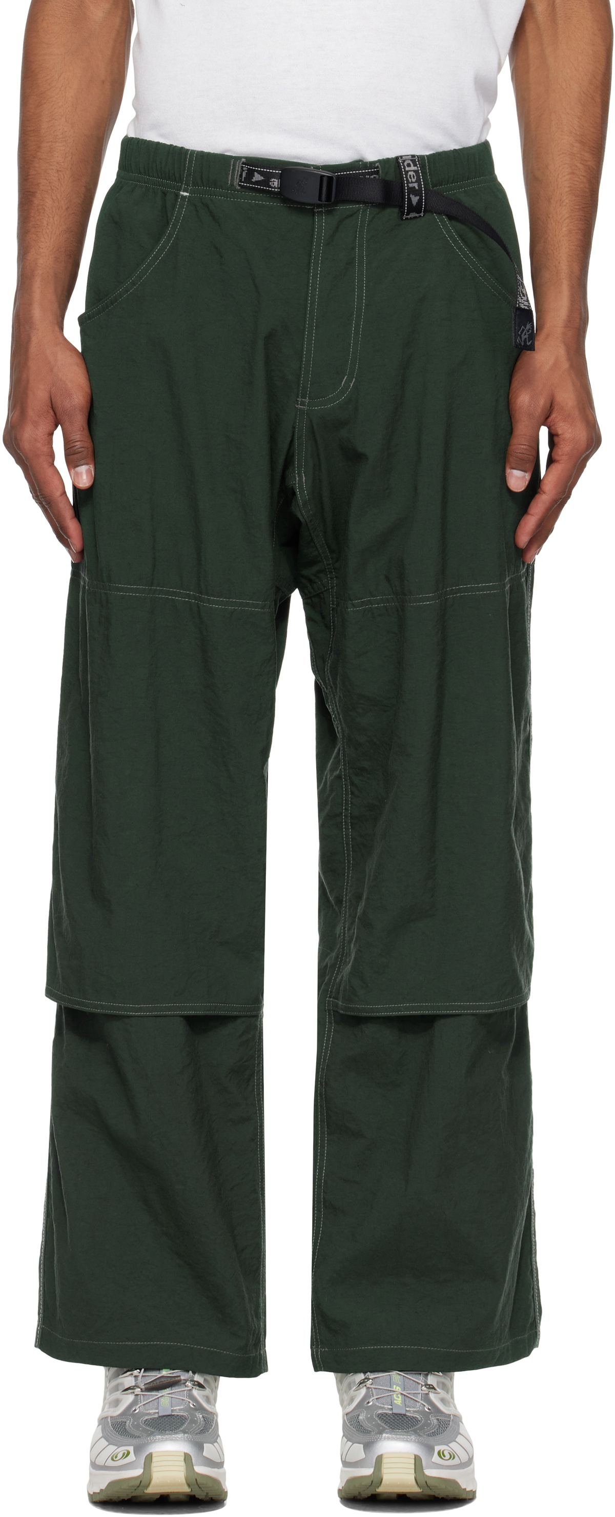 and wander Green Gramicci Edition Nylon Double Knee Trousers and