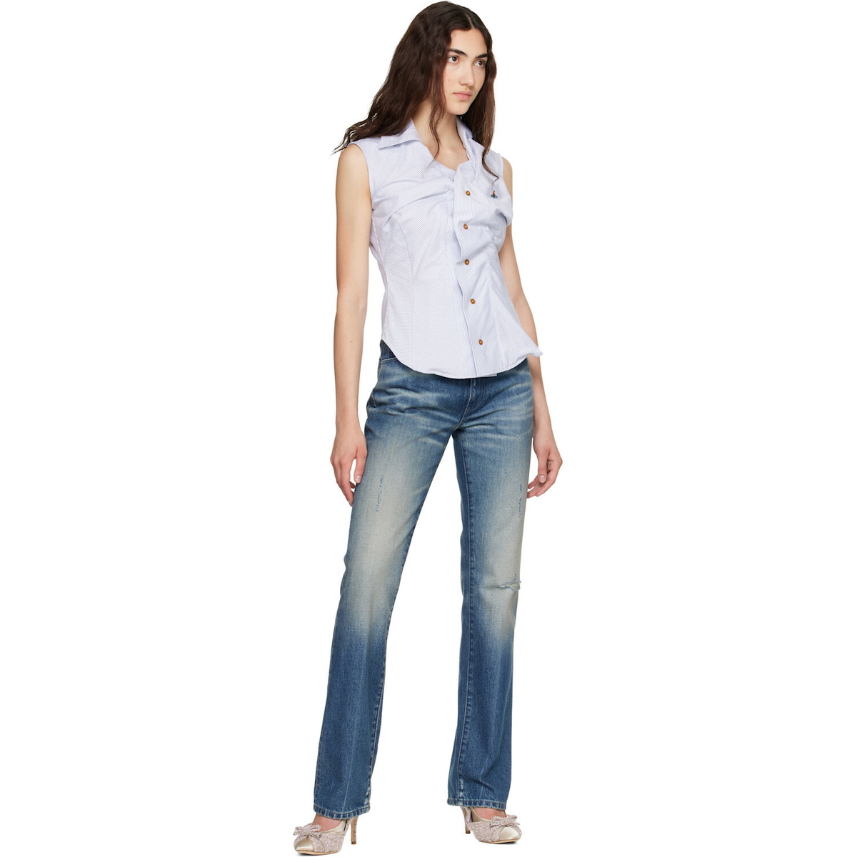 Vivienne Westwood Blue Short Sleeve Drunken Shirt