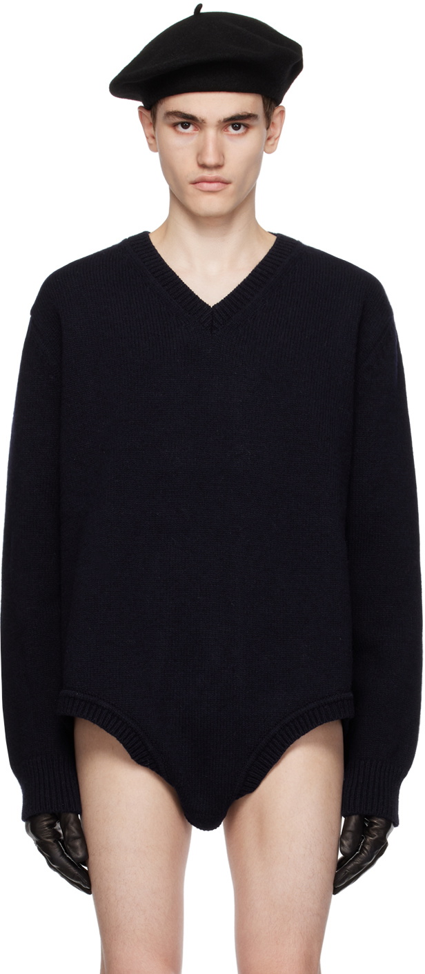 Maison Margiela Navy V-Neck Sweater Maison Margiela