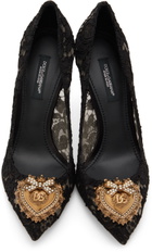Dolce & Gabbana Black Taormina Devotion Heart Lace Pumps