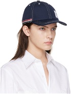 Thom Browne Navy Contrast Stitch Baseball Cap