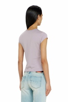 Diesel T-shirt with cut-out embroidered logo - T-Shirts Womens in Violet