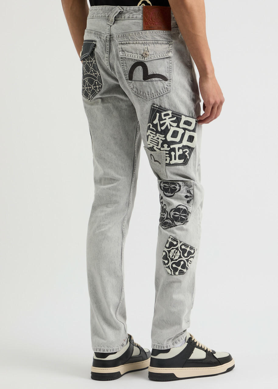 デニム・ジーパン [EVISU] Back Pocket Embroidery Slim Fit Low Denim Pants EVISU - MEN - PANTS