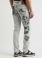 Evisu Logo-embroidered Slim-leg Jeans Grey