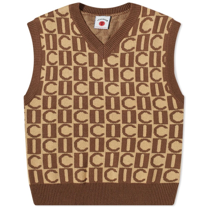 Photo: ICECREAM Men's Checkerboard Vest in Brown