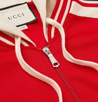 Gucci - Webbing-Trimmed Tech-Jersey Zip-Up Hoodie - Red