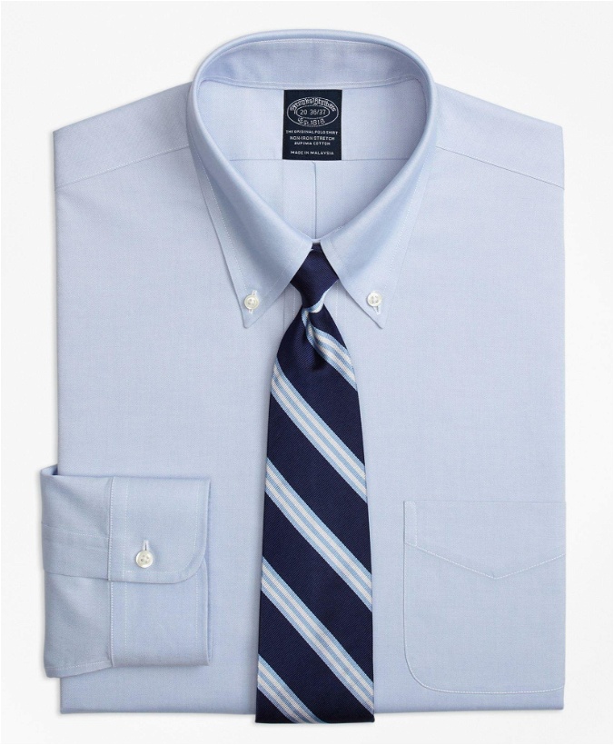 Photo: Brooks Brothers Men's Stretch Big & Tall Dress Shirt, Non-Iron Pinpoint Button-Down Collar | Light Blue