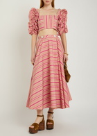 Thierry Colson Misia Striped Puff Sleeve Cotton top Pink
