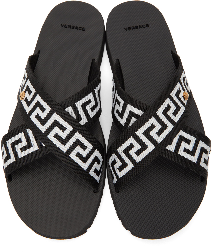 Black and white online versace slides