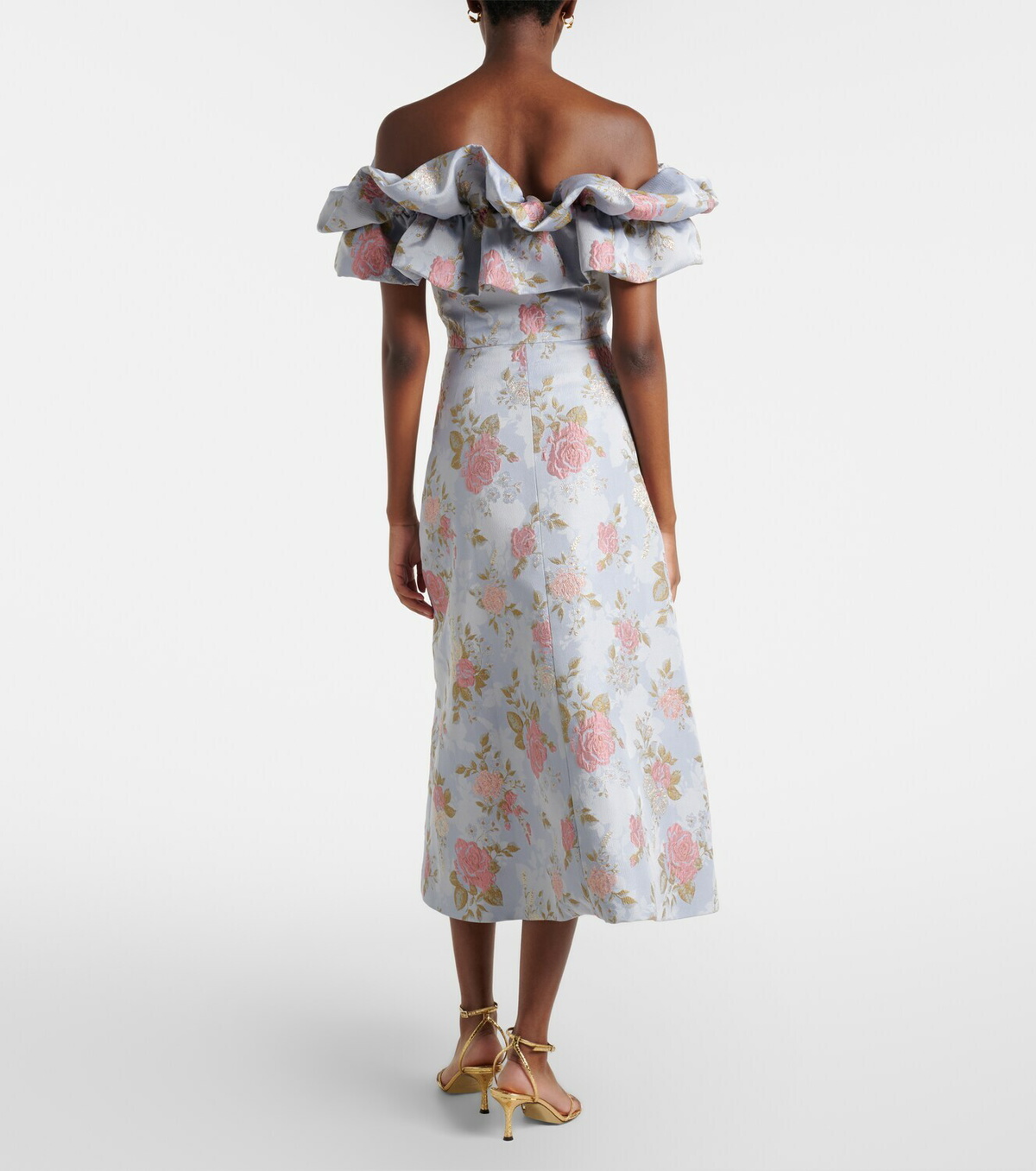 Markarian Floral lamé brocade midi dress
