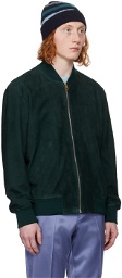 Paul Smith Green Stand Collar Leather Jacket