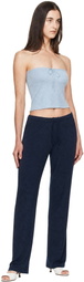St. Agni Blue Wool Strapless Top