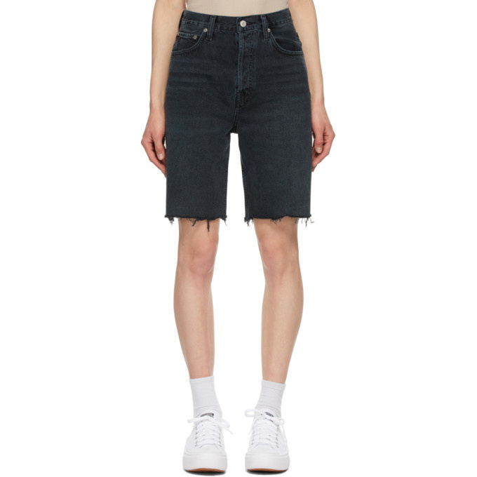 Photo: AGOLDE Black 90s Pinch Waist Straight Leg Shorts