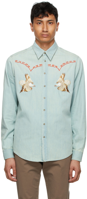 Photo: Etro Blue Embroidered Shirt