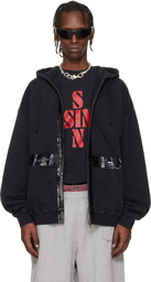 VETEMENTS Black Taped Zip-Up Hoodie