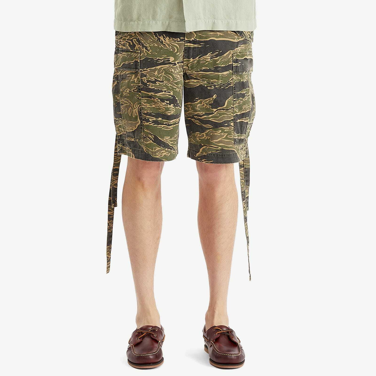 Maharishi Men's Tiger Camo Loose Cargo Shorts in Mint Gold