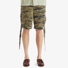Maharishi Men's Tiger Camo Loose Cargo Shorts in Mint Gold