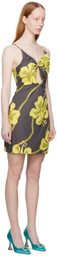 WYNN HAMLYN Brown Marcus Watson Zoe Seersucker Minidress
