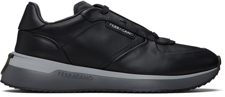 Photo: Ferragamo Black & Gray Low Cut Sneakers