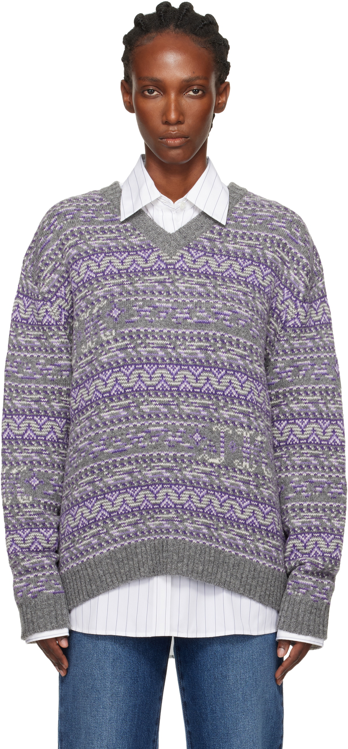 Julie Kegels Gray Kair V-Neck Sweater