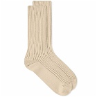 Auralee Men's Giza Cotton Sock in Beige