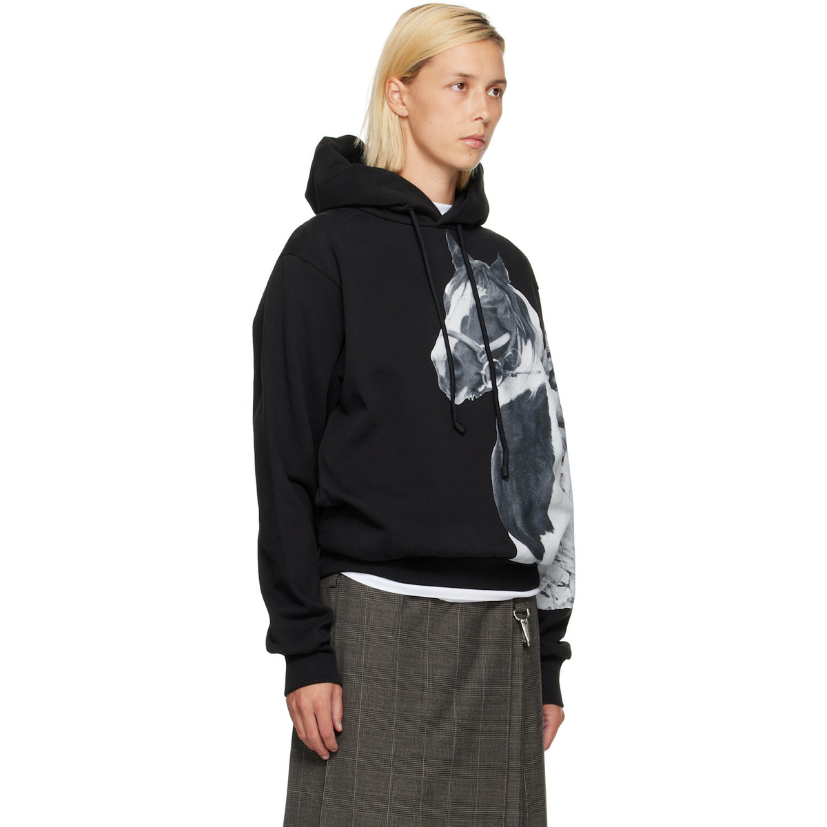 Simone Rocha Black Boxy Pony Kid Print Hoodie