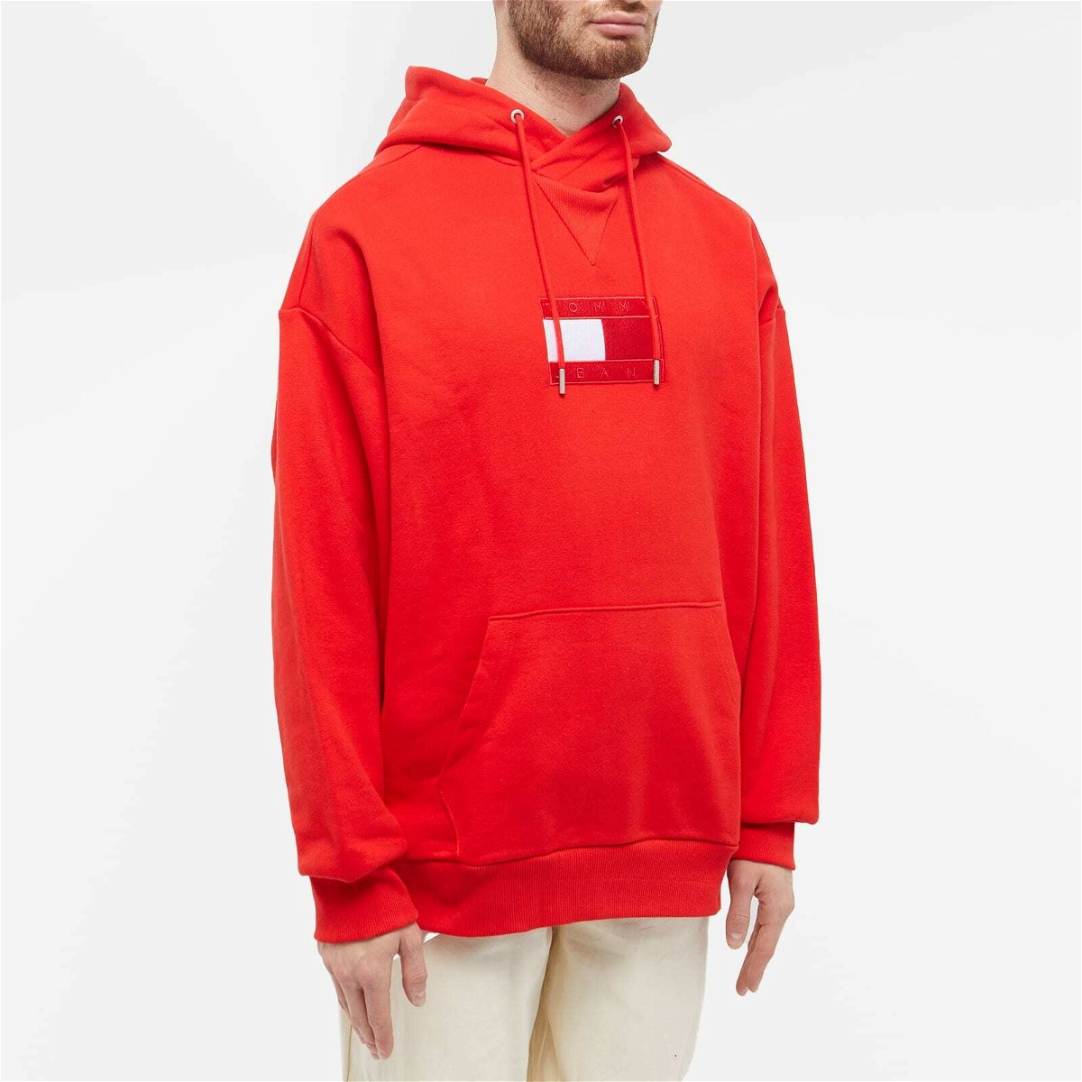 Tommy Jeans Men's TJCU Terry Flag Hoody in Deep Crimson Tommy Jeans