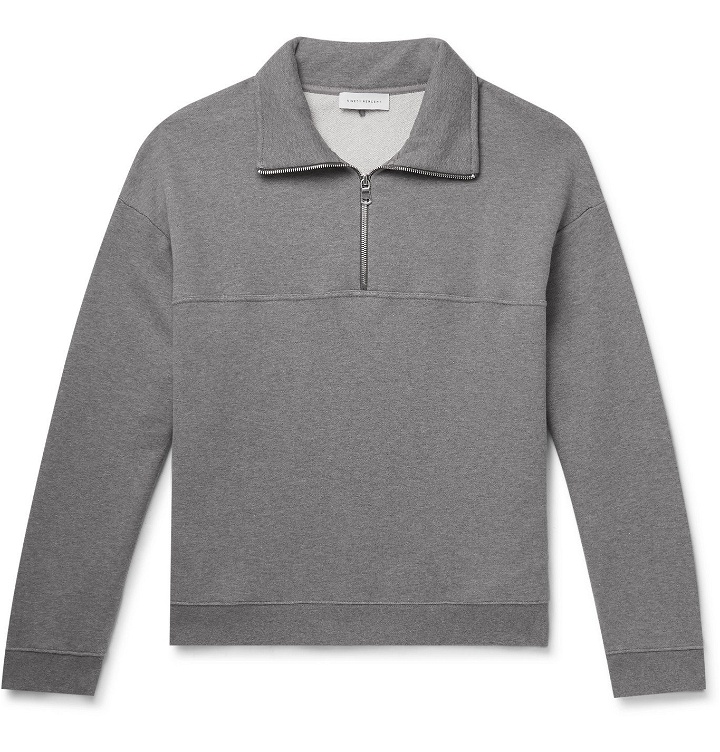 Photo: Ninety Percent - Mélange Loopback Organic Cotton-Jersey Half-Zip Sweatshirt - Gray