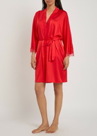 Simone PÉRÈLE Satin Secrets Lace-trimmed Satin Robe Pink