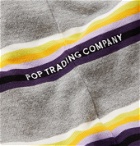 Pop Trading Company - Logo-Embroidered Striped Mélange Cotton-Jersey T-Shirt - Gray