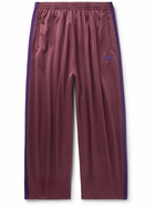 Needles - H.D. Wide-Leg Striped Jersey-Trimmed Tech-Jersey Track Pants - Burgundy