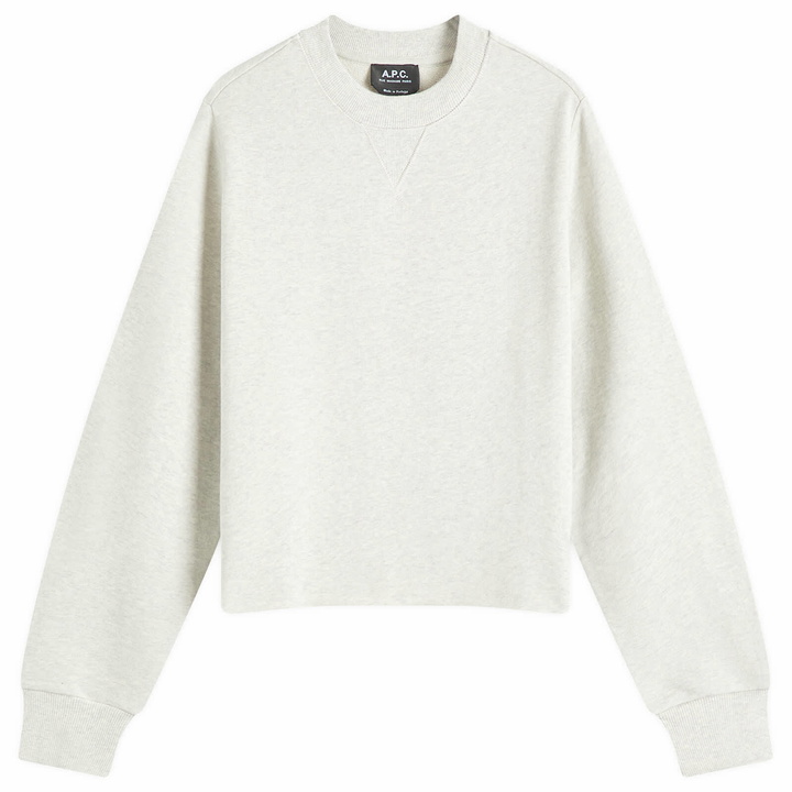 Photo: A.P.C. Women's Label F Sweatshirt in Heathered Ecru