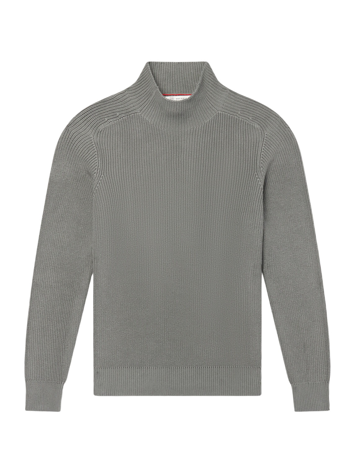 BRUNELLO CUCINELLI カシミヤ ケーブルニット セーター　52 Brunello Cucinelli - Cable-Knit Cashmere Zip-Up Sweater - Gray