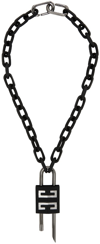 Photo: Givenchy Black Hanging Lock Necklace