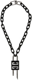 Givenchy Black Hanging Lock Necklace