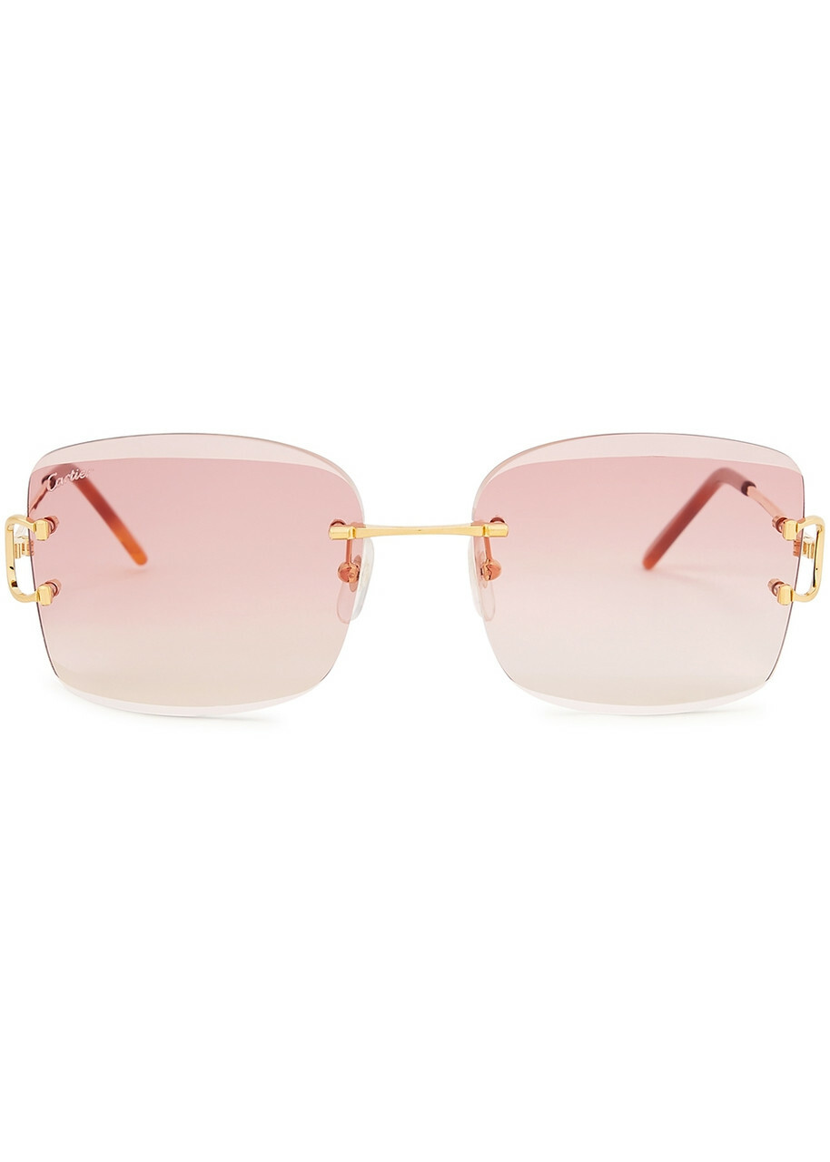 Cartier Signature C De Cartier Rimless Square-frame Sunglasses - Gold ...