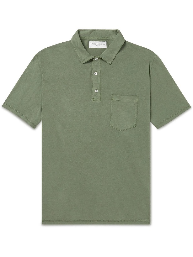 Photo: Officine Générale - Bruno Lyocell and Cotton-Blend Jersey Polo Shirt - Green