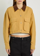 Free People Martha Cropped Cotton-twill Jacket Yellow