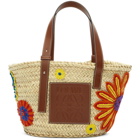 Loewe Beige and Tan Flowers Basket Tote