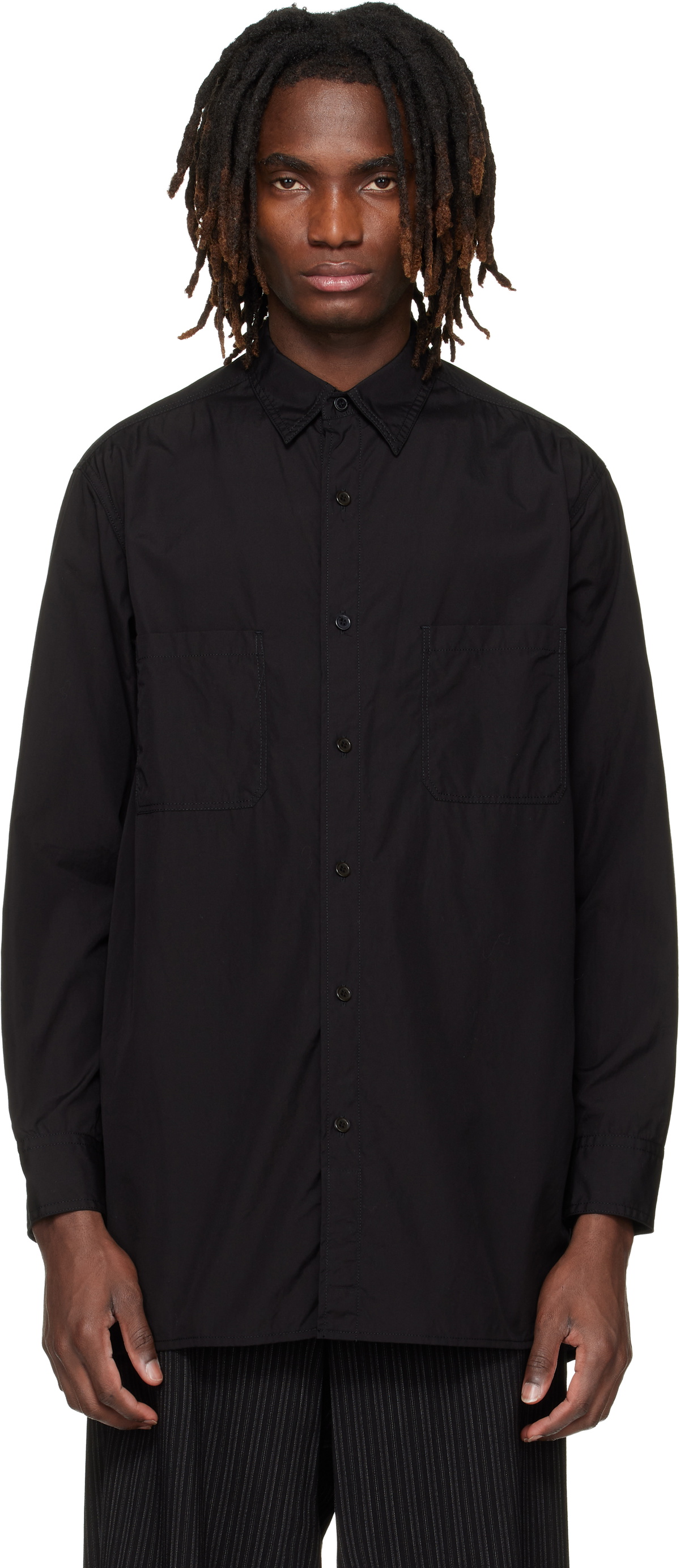 YOHJI YAMAMOTO Black Big Standard Chain Stitch Shirt