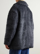 Amomento - Oversized Faux Fur Coat - Gray