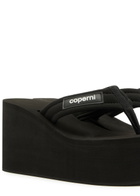 Coperni 90 Canvas Thong Wedge Sandals Black