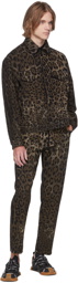 Dolce & Gabbana Black & Brown Denim Leopard Jacket