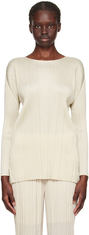 Photo: Pleats Please Issey Miyake Beige Monthly Colors September Long Sleeve T-Shirt