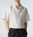 Brioni Striped linen bowling shirt