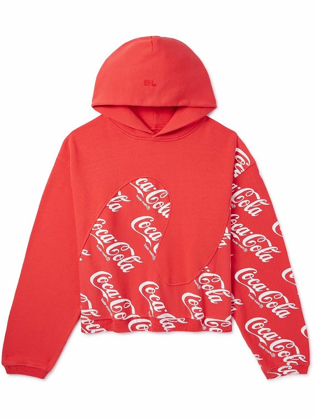 Photo: ERL - Coca-Cola Panelled Printed Cotton-Jersey Hoodie - Red