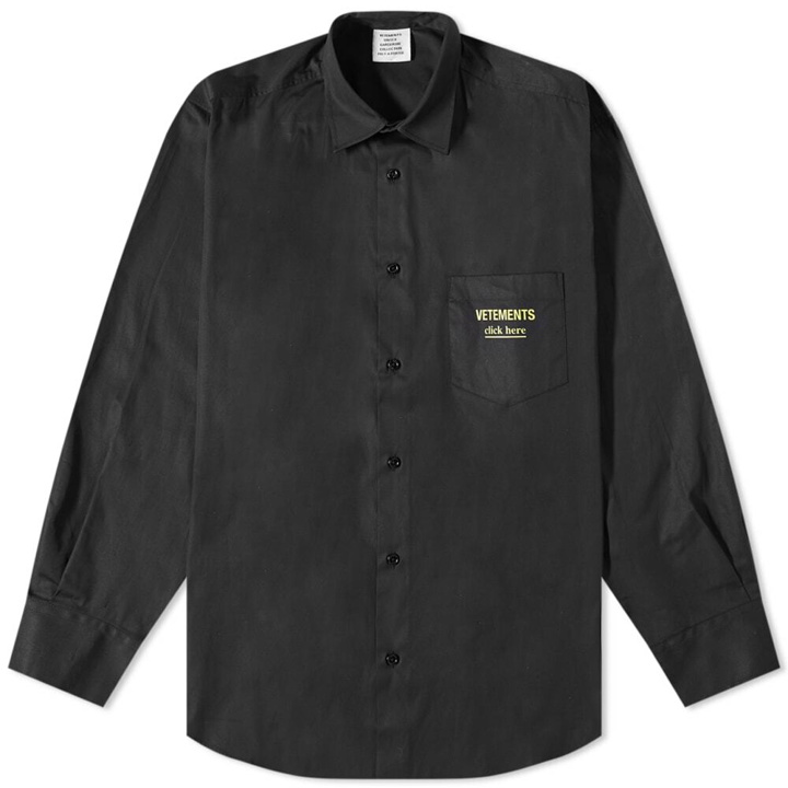 Photo: Vetements Men's Click Here Shirt in Black